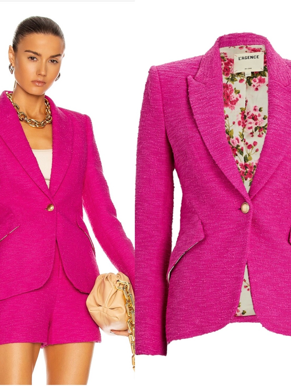 L'agence Chamberlain Boucle Tweed in Rose Violet Blazer US 8